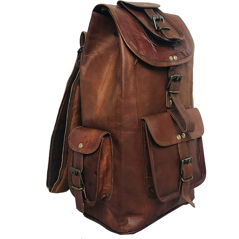 24'' Genuine Leather Vintage Handmade Casual Day-pack Cross body Messenger Laptop Backpack Travel Rucksack - Walmart.com 24'' Genuine Leather Vintage Handmade Casual Day-pack Cross body Messenger Laptop Backpack Travel Rucksack - Walmart.com