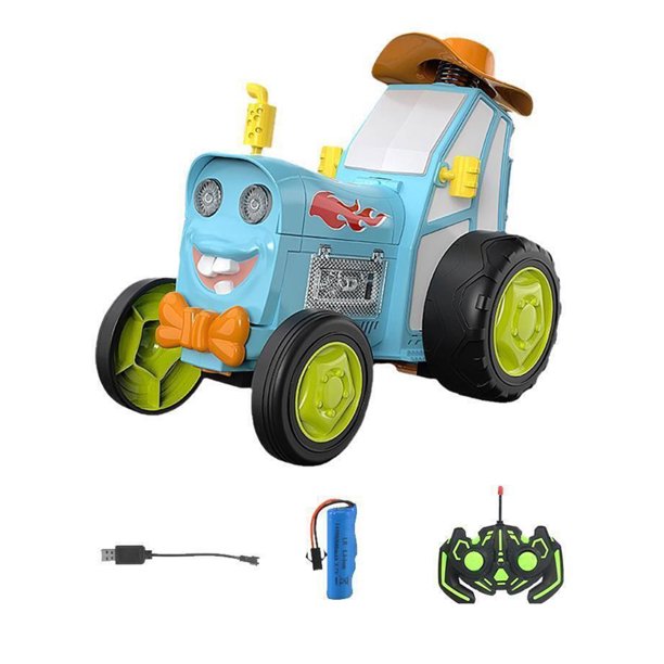 Tractor de control remoto recargable Vogacara ABS con luces y música color azul