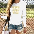 thumbnail image 1 of T-shirt Imprimé Bonne Année pour Femmes Manches Longues Blouse Décontractée, 1 of 1