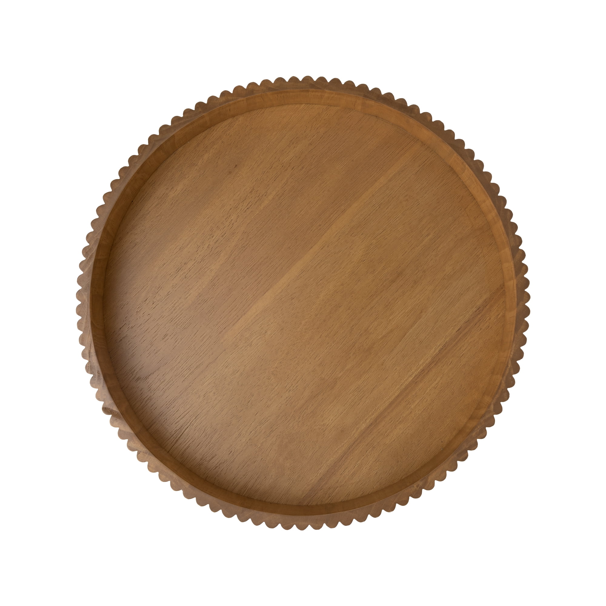 Better Homes & Gardens Ribbed Wood Decorative Tray, Honey Finish, 16.4"