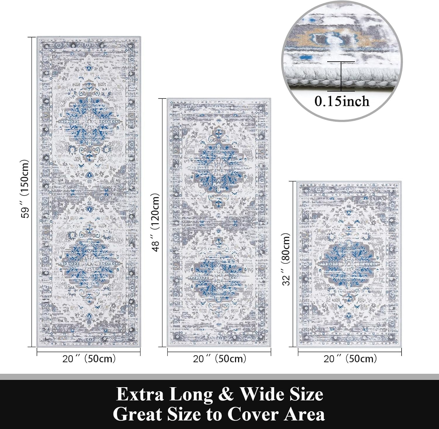 Kitchen Rugs Sets of 3 Boho Kitchen Floor Mat Carpets Non Skid Kitchen Rugs and Mats Washable Kitchen Runner Rugs for Kitchen Floor Hallway Living Room Laundry Entryway