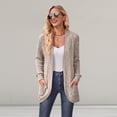 thumbnail image 4 of Women Sweater Jacket Open Stitch Knitted Solid Color Coat Loose Thermal Long Sleeved Commuting Dating Spring Fall Winter Outerwear, 4 of 8