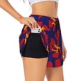 thumbnail image 3 of Lsque Red Floral Printed Women's Running Shorts with Liner Pockets,Elastic Quick Dry Workout Athletic Gym Yoga Shorts,Womens High Waist Shorts-XX-Large, 3 of 9