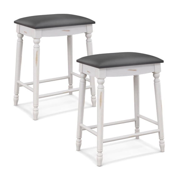 Furnibear Bar Stool Set of 2 with Padded Seat Cushions and Wood Legs for Kitchen Island Counter Height Seating, Gray