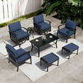thumbnail image 3 of ALAULM 6-Seat Aluminum Patio Furniture Set, Outdoor Patio Conversation Set with Rectangular Metal Coffee Tables and 5.1" Cushions for Patio Backyard Poolside，Navy Blue, 3 of 8