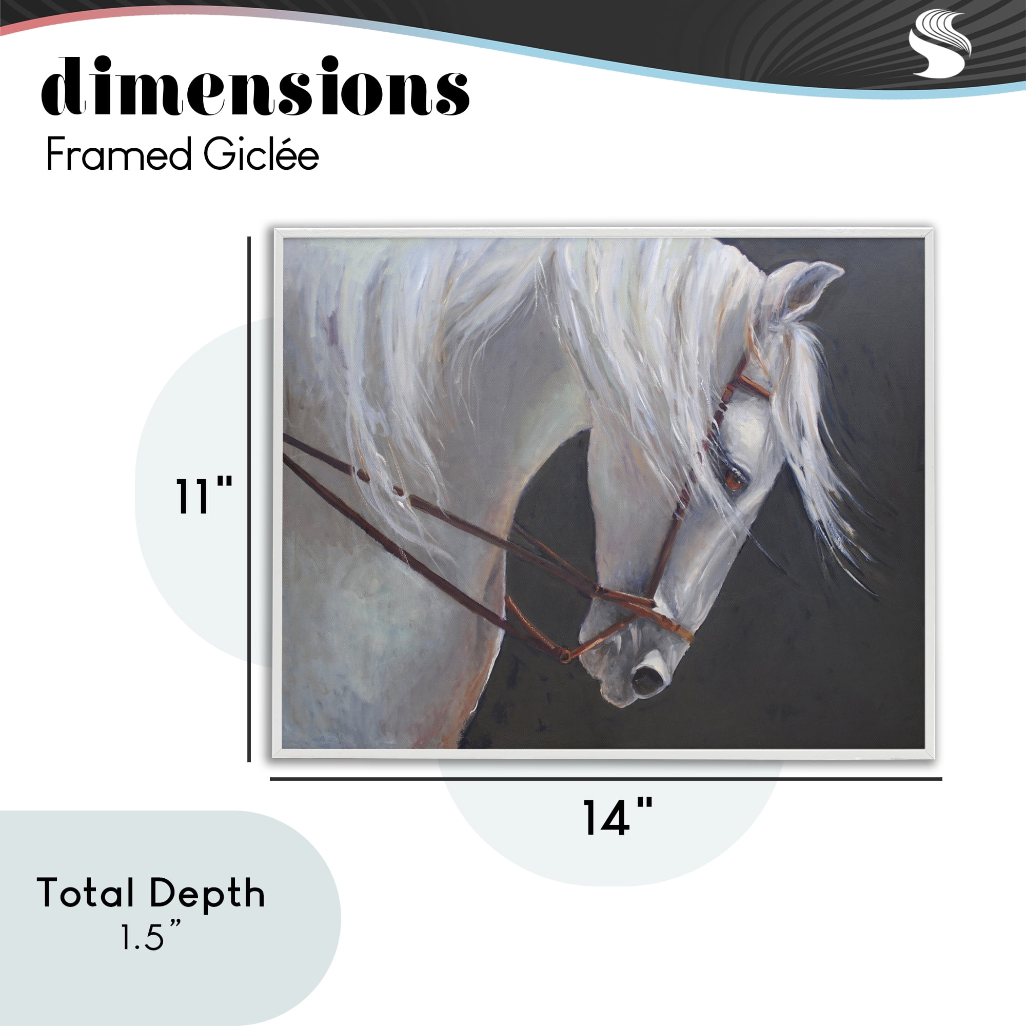 Stupell Industries Majestic White Mare White Framed Giclee Art, design by Jadei Graphics