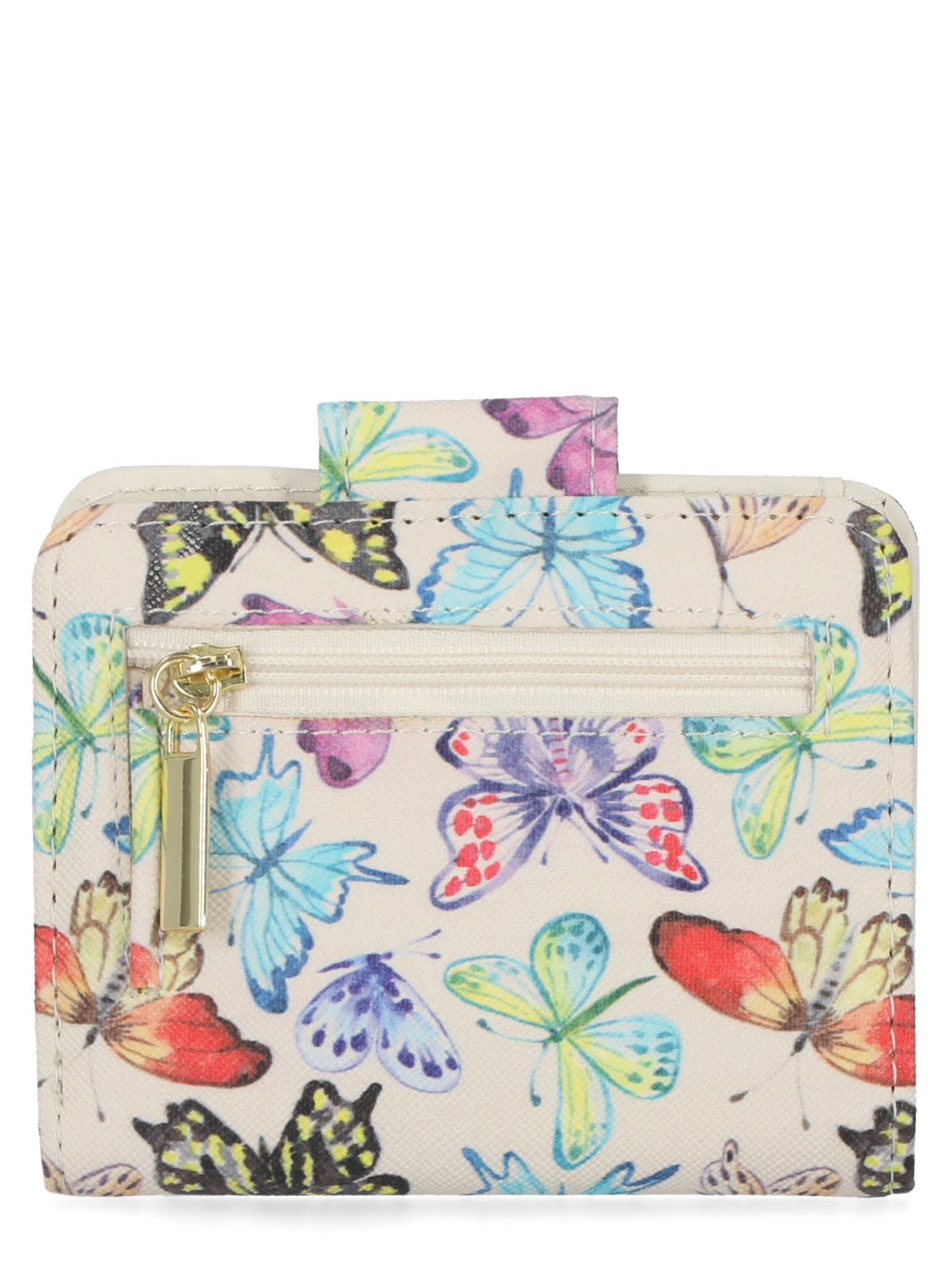 Time and Tru Women's Sharon Two fold Wallet Vinyl Butterfly Print