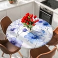 thumbnail image 2 of Purple Blue Round Fitted Table Cover Gradient Flowers Pansy Watercolor Botanical Waterproof Table Cloth with Elastic Edge Wipeable Tablecloth for Picnic Camping Party Fits 36"-44" Diameter, 2 of 8
