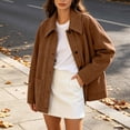 thumbnail image 6 of Busydd Suede Jackets for Women with Pockets Fashion Solid Color Button Down Fall Jackets Casual Comfortable Long Sleeve Lapel Jackets, 6 of 10