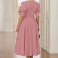 thumbnail image 5 of Afdoent Women's Dresses Elegant Solid Color Waist Cinching Short Sleeve Dress Of The Bride/Groom Party Fashion Beach Vacation Clothes, 5 of 7