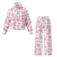 thumbnail image 7 of Renewold Trendy Women's Casual Outfits, 2 Piece Outfits Include Sweatshirts and High Waisted Wide Leg Pants Lounge Sets Matching Sweatsuits Set, Pink Leopard Print, M, 7 of 7