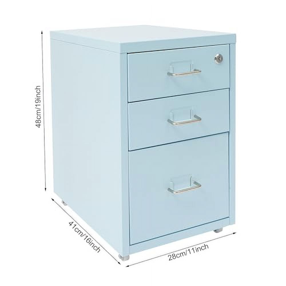 File Cabinet with Lock, 3-Drawer Metal File Cabinet, Mobile File Cabinet with Wheels,Office Filing Cabinet Organizer for Home Office