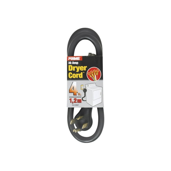 Prime Dryer Cord RD100404L - Power cable - ring to NEMA 14-30 (P) angled - 4 ft - molded - black