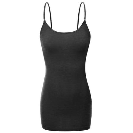 

Ola Mari Junior and Plus Size Adjustable Spaghetti Strap Solid Camisole Tank Top Heather Charcoal Medium