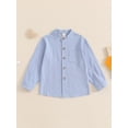thumbnail image 4 of BemeyourBBs Kids Toddler Baby Boy Cotton Linen Dress Shirt Boys Long Sleeve Button Down Shirts Mandarin Collar Henley Shirts with One Pocket 3 4 5 6 7 8 Years, 4 of 9