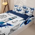 thumbnail image 3 of Manfei Marine Whale Zipper Twin Comforter Sets with Fitted Sheet and 2 Pillowcases, Nautical Anchor Lighthouse Zipper Bedding Set, White Blue, Blue Reversible, 4pcs, 3 of 7
