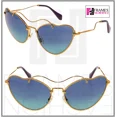 thumbnail image 1 of MIU MIU SCENIQUE Butterfly 55R Blue Gold Cat Eye Metal Wave Sunglasses MU55RS, 1 of 6
