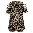 thumbnail image 5 of Golden Leopard Womens Summer V Neck Zipper Top Short Sleeve T Shirt Off Shoulder Top Casual Classy Loose Shirts, 5 of 7