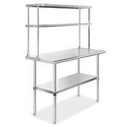 Gridmann NSF Stainless Steel Commercial Kitchen Prep & Work Table Plus 2-Tier Shelf 48 x 12 Inches