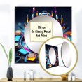 thumbnail image 3 of Designart "Futuristic Vintage-Inspired Android In Neon Glow II" Robot Square Mirror For Wall Decor - Large Gold Square Printed Wall Mirror Art - Wall Mounted Square Large Mirror, 3 of 5