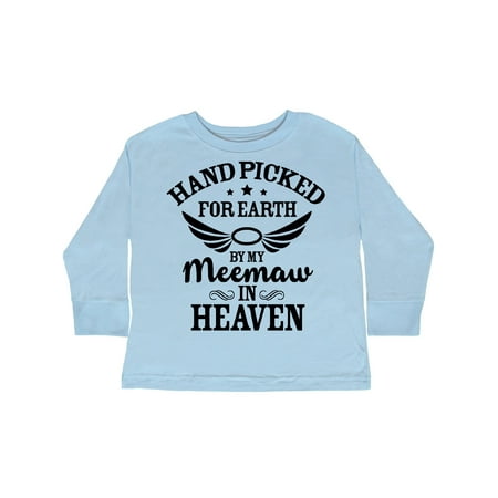 

Inktastic Handpicked for Earth By My Meemaw in Heaven with Angel Wings Gift Toddler Boy or Toddler Girl Long Sleeve T-Shirt