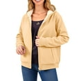 thumbnail image 7 of yoeyez Fleece Hoodie Jackets Women Casual Full Zip Up Hoodie Sherpa Lined Hooded Sweatshirt Jacket Coat with Pockets Beige,XXL, 7 of 7