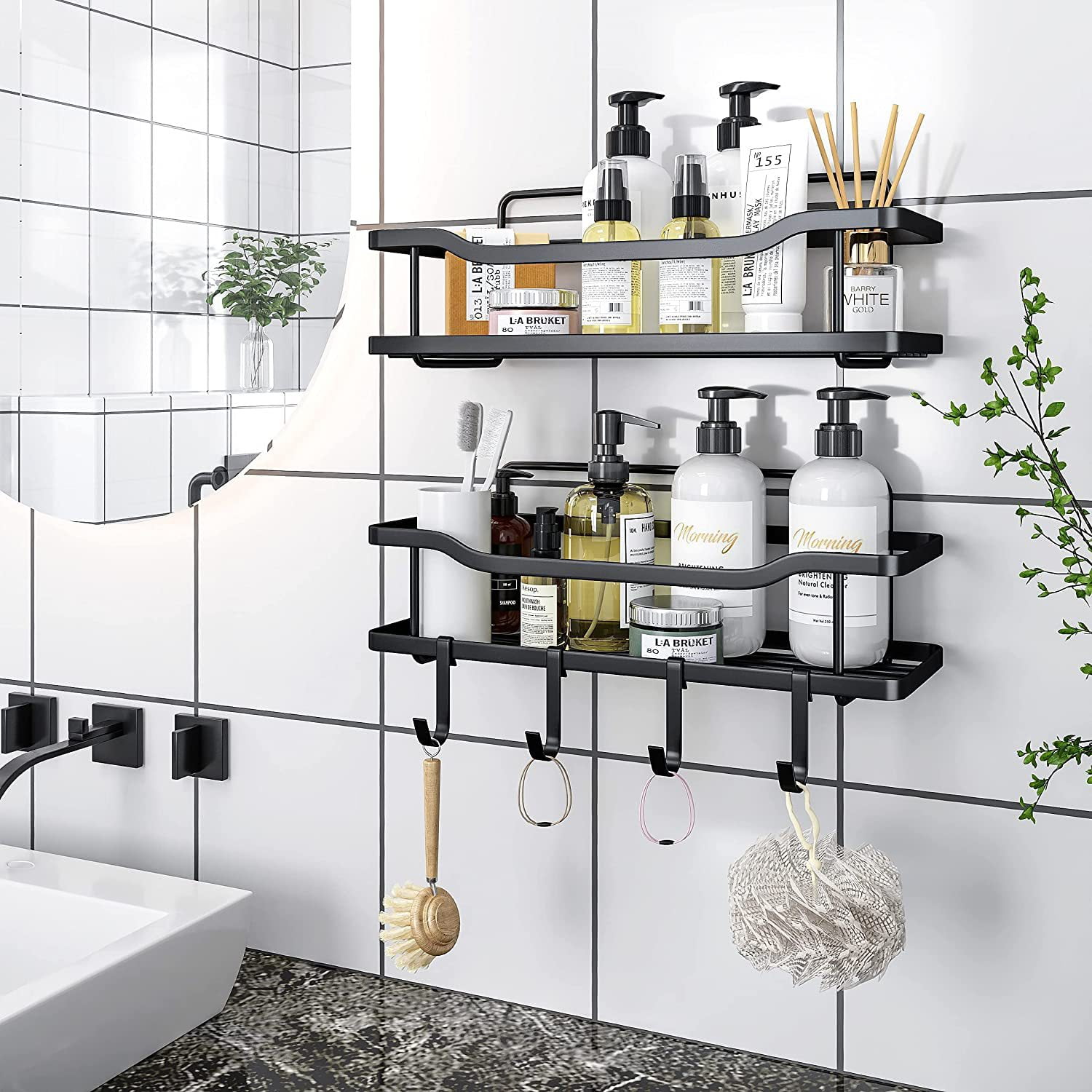 MSEUS Shower Caddy, Bathroom Shower Organizer [5-Pack], Self Adhesive Shower Shelves, Shower Shelf for Inside Shower Rack, Stainless Steel Rustproof