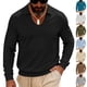 thumbnail image 5 of pstuiky camisa de manga larga para hombre, Blusa informal de manga larga con cuello en V y solapa para hombre, de color liso top de hombre xxl, 5 of 7