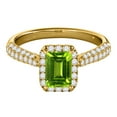 thumbnail image 2 of Rings for Women 3.46 Carat Diamond and Emerald Shaped Peridot Ring pave 10K Yellow Gold, 2 of 5