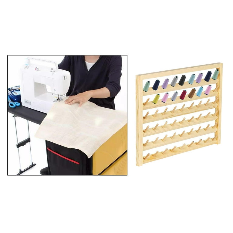 54-Spool Thread Rack, Wooden Thread Holder Sewing Organizer for