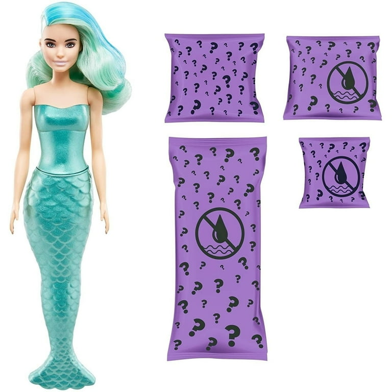 Barbie Color Reveal Mermaid Doll with 7 Surprises Water Changes Kid s Cute Styles May Vary Walmart