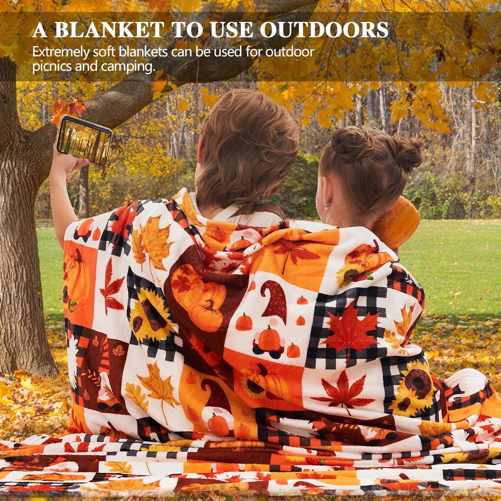 Tupukom Fall Blanket Fall Throw Blanket Soft & Warm Fluffy Decorative and Giftable Halloween Blankets for Women, Men