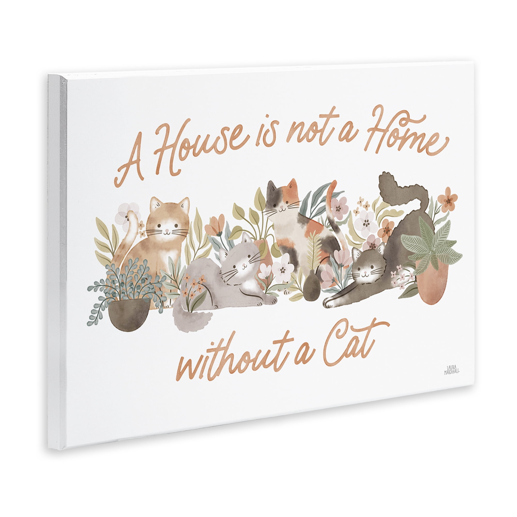 Stupell Industries Cozy Cats & Plants Phrase Animals & Insects Painting Unframed Art Print Wall Art, 19 x 13