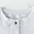 thumbnail image 4 of TQWQT Womens Snap Closure V Neck Ribbed Short Long Sleeves Casual Slim Fit Bodysuit Shirts Tops, 4 of 5