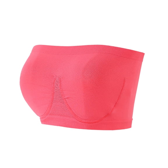 Odeerbi Bandeau Strapless Bras for Women Summer Stretch Bra Plus Size Comfort Wireless Bra Hot Pink
