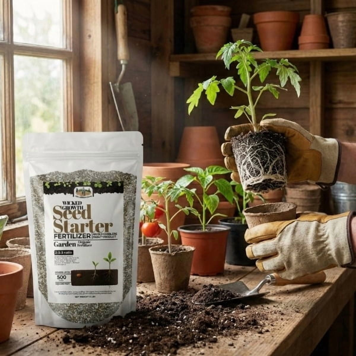 Old Cobblers Farm™ Wicked Organics Organic Seed Starter -  Natural Fertilizer for Potting Soil, Strong Roots & Healthy Seedling Growth (5 lbs | 10 lbs | 15 lbs | 20 lbs) (5 lbs)