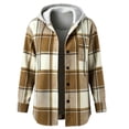 thumbnail image 6 of ZZkhGO Women's Plaid Hooded Button‑Front Cardigan Coat Long Sleeve Oversized Outerwear with Chest Pocket, 6 of 6