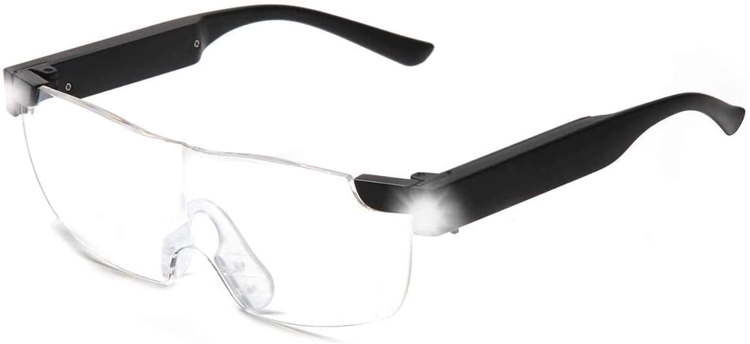 180% LED Lighted  Magnifier Eyeglasses for Reading Hobbies and Close Work,  Magnifying Glasses with Light, Hands Free Magnifier Eyeglasses