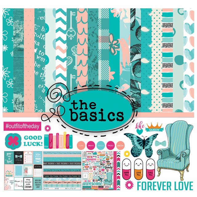 Inkdotpot The Forever Love, Basic Theme Collection Double,Sided Scrapbook Paper Kit Cardstock 12"x12" Card Making Paper Pack Of With Sticker Sheet - 16 Pages - Tiffany And Peach