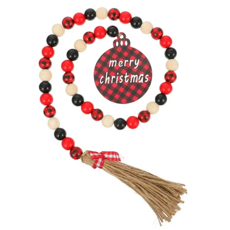 

1 Pc Wooden Bead Pendant Xmas Theme Bead String Decor Christmas Hanging Pendant
