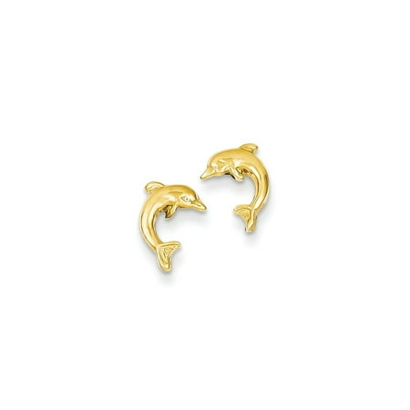 14kt Yellow Gold Dolphin Post Stud Ball Button Earrings Animal Sea Life Fine Jewelry Ideal Gifts For Women Gift Set From Heart