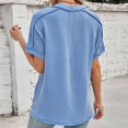 thumbnail image 4 of Annhoo Womens Summer Tops Casual Cozy V Neck Short Sleeve Shirts Loose Side Slit Texture Knit Blouse Tees, 4 of 7