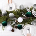 thumbnail image 4 of Green Velvet Tree Ornaments - 15pcs Shatterproof Balls for Xmas Trees Decorations - Multicolor Emerald Sage Green White, 80mm 3.15inch, 4 of 12