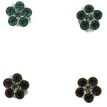 Disney Crystal Sterling Silver Stud Earrings, 2 Pairs