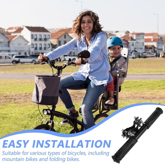 OUNONA Black Rear Seat Handlebar with Iron Armrest for Mountain Bikes, Easy to Install and Cycling Accessory