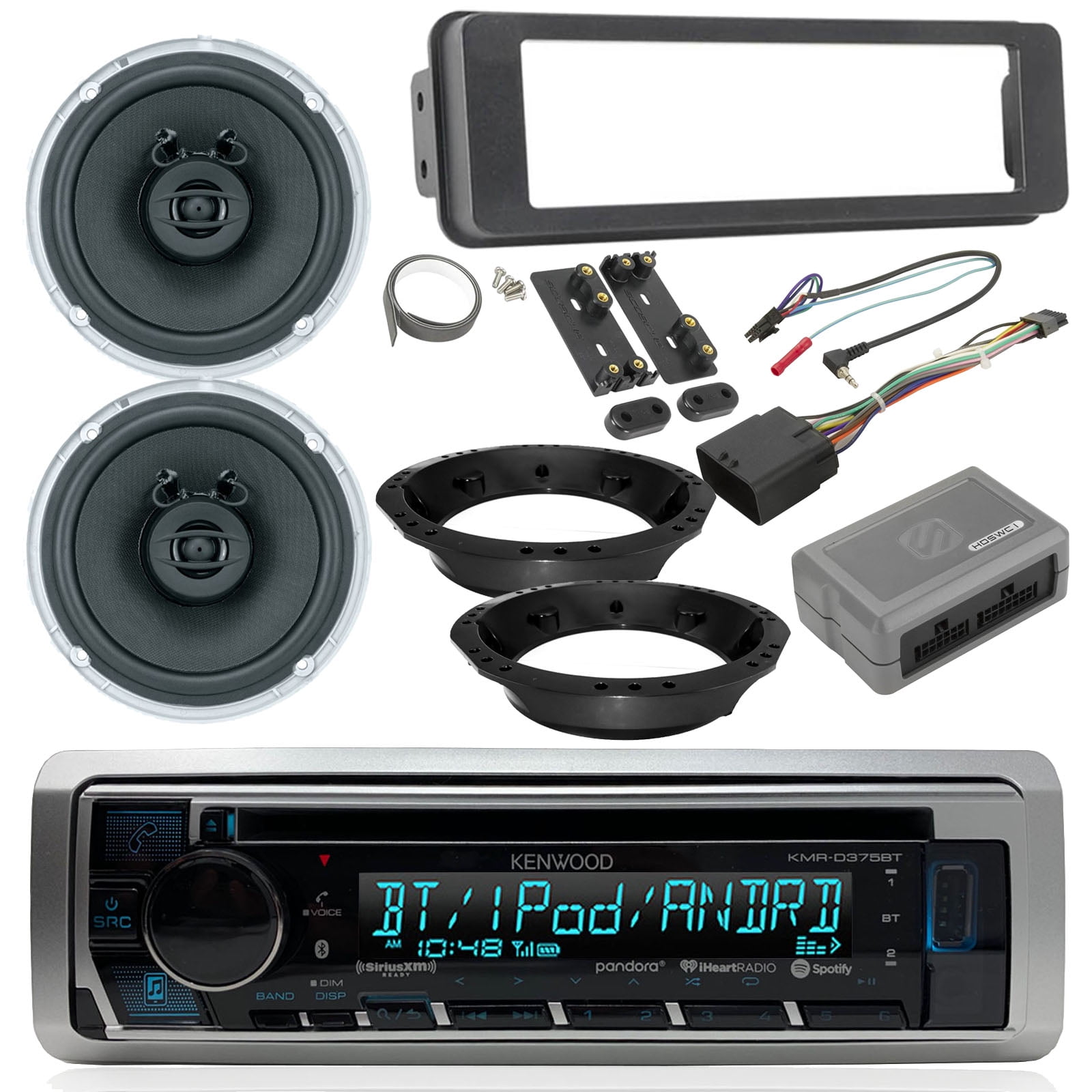 JVC KDR99MBS AUX Bluetooth CD Receiver Harley Touring 98-2013 Dash Install Kit