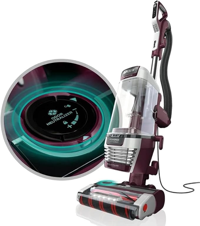 Shark Stratos AZ3000 Upright Vacuum, DuoClean PowerFins HairPro, Powered Lift-Away, Self-Cleaning Brushroll, Odor Neutralizer, HEPA, Pet, Red Plum