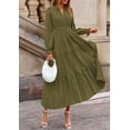thumbnail image 3 of Vestido PRETTYGARDEN Maxi de Manga Larga con Escote en V Verde Militar XXL, 3 of 8