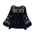thumbnail image 3 of Milageto Women's Mexican Embroidered Tops Bohemian Blouse for Vacation Shopping Party Black, 3 of 8