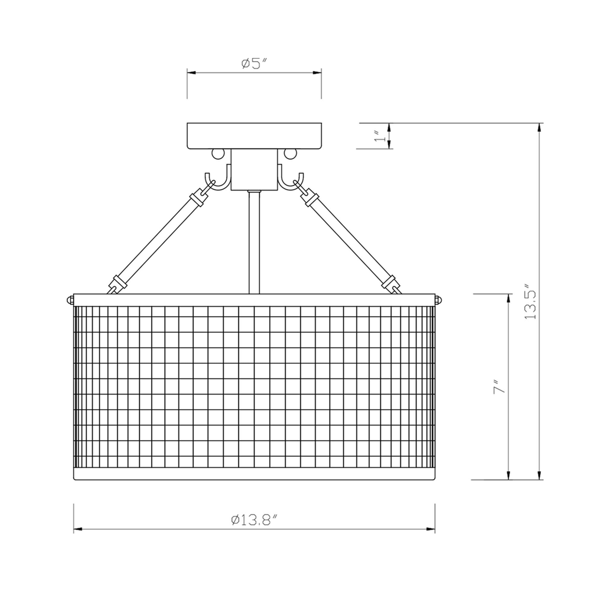 Warehouse of Tiffany Cerere Semi Flush Mount Ceiling Light Matte Black and Wood Grain Finish 3-Light